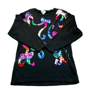 80's Vintage Sweater with Sequin Ribbons